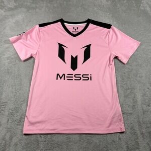 Messi Collection Jersey Kids XL Pink V-Neck Short Sleeve Logo Soccer